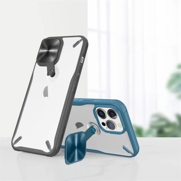 Nillkin Cyclops tok tartós telefontok kameravédős telefontok és összecsukható kitámasztóval iPhone 13 Pro Max kék