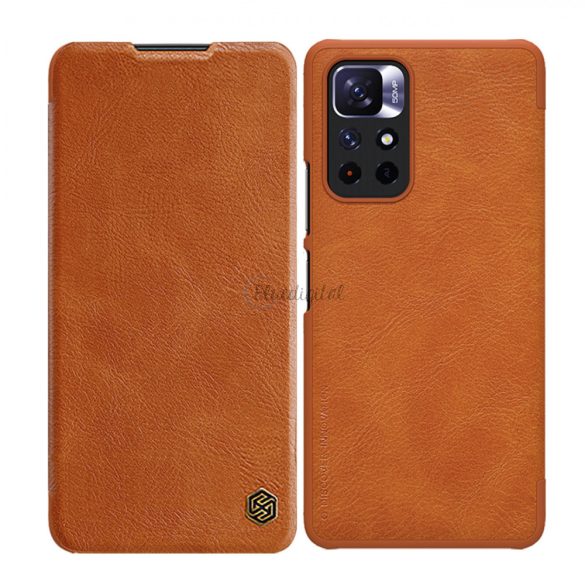 Nillkin Qin könyvtok Xiaomi Redmi Note 11T 5G / Note 11S 5G / Poco M4 Pro 5G - barna