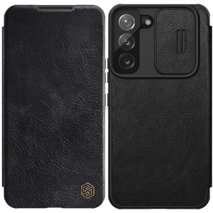 Nillkin Qin Leather Pro tok Samsung Galaxy S22 + (S22 Plus) Kameravédő fedővel fekete