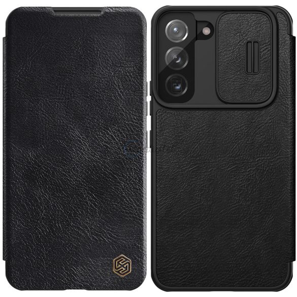 Nillkin Qin Leather Pro tok Samsung Galaxy S22 + (S22 Plus) Kameravédő fedővel fekete