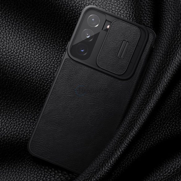 Nillkin Qin Leather Pro tok Samsung Galaxy S22 + (S22 Plus) Kameravédő fedővel fekete
