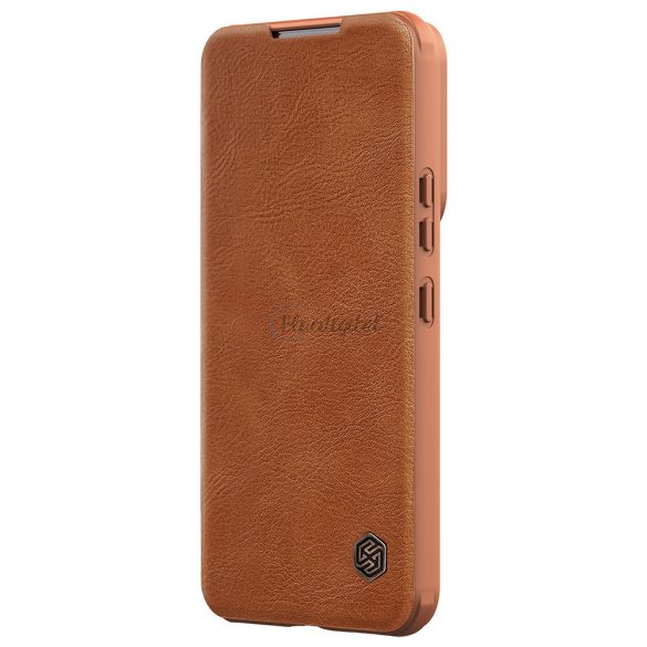 Nillkin Qin Leather Pro tok Samsung Galaxy S22 + (S22 Plus) Kameravédő telefontok Flip tok barna