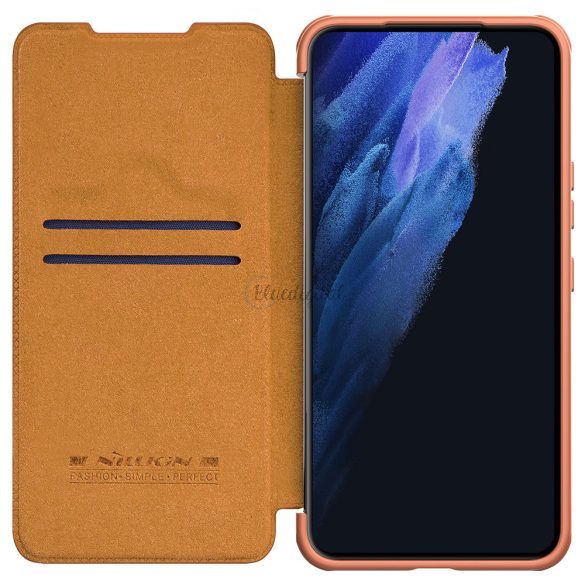 Nillkin Qin Leather Pro tok Samsung Galaxy S22 + (S22 Plus) Kameravédő telefontok Flip tok barna