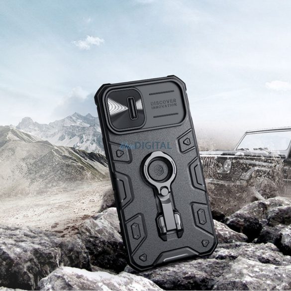 Nillkin CamShield Armor Pro tok iPhone 14 Armor tok állvány gyűrű fekete