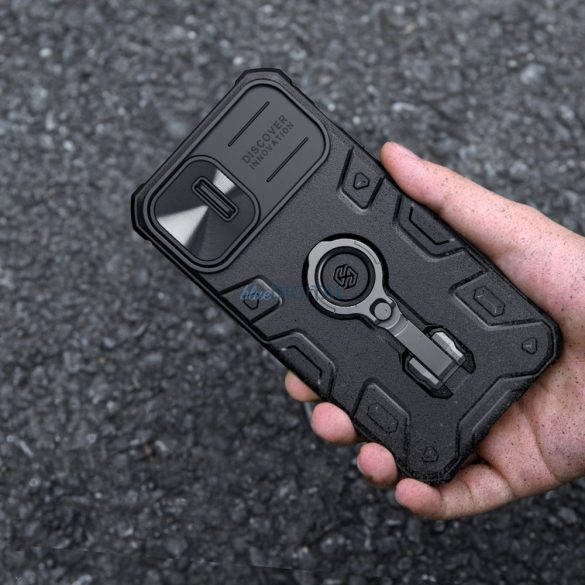 Nillkin CamShield Armor Pro Case iPhone 14 Armor tok kameravédővel gyűrűs állvánnyal Kék