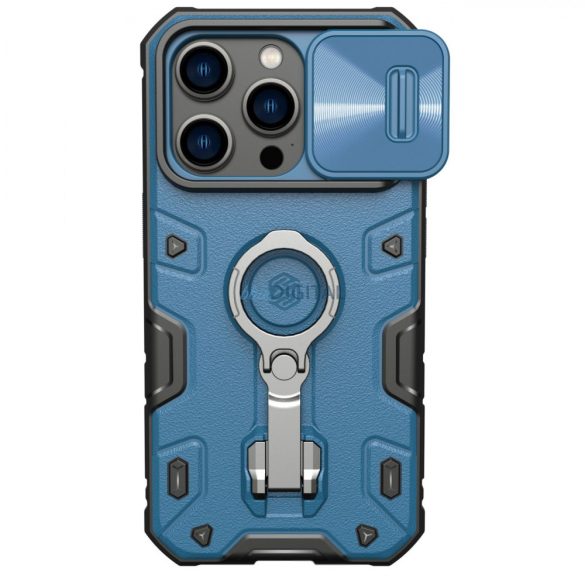 Nillkin CamShield Armor Pro tok iPhone 14 Pro Armor tok kamerával tok gyűrűs állvánnyal Kék