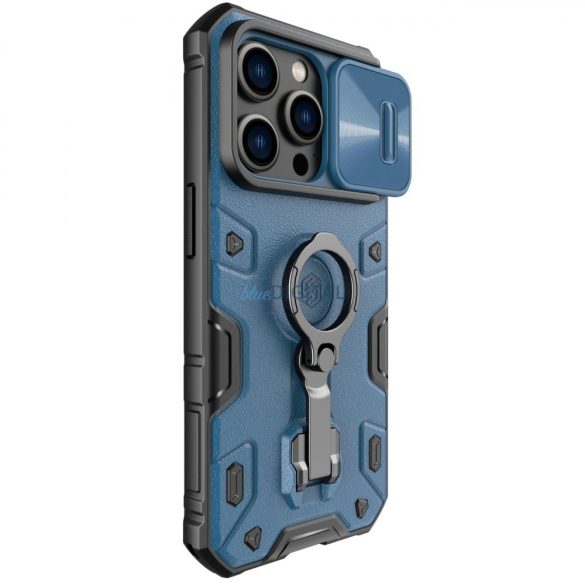 Nillkin CamShield Armor Pro tok iPhone 14 Pro Armor tok kamerával tok gyűrűs állvánnyal Kék