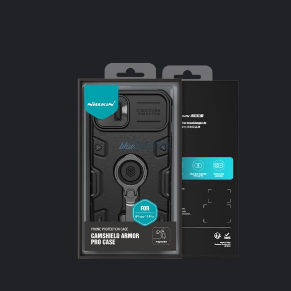 Nillkin CamShield Armor Pro tok iPhone 14 Plus Armor tok kameravédővel gyűrűs állvánnyal Kék