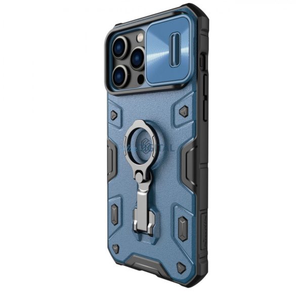 Nillkin CamShield Armor Pro tok iPhone 14 Pro Max Armor tok kameravédővel gyűrűs állvánnyal Kék