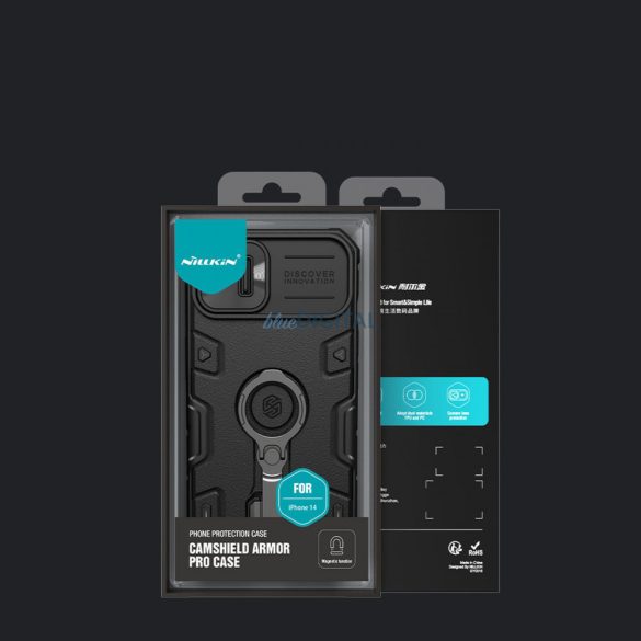 Nillkin CamShield Armor Pro mágneses tok iPhone 14 MagSafe Armor tok állvány gyűrű fekete