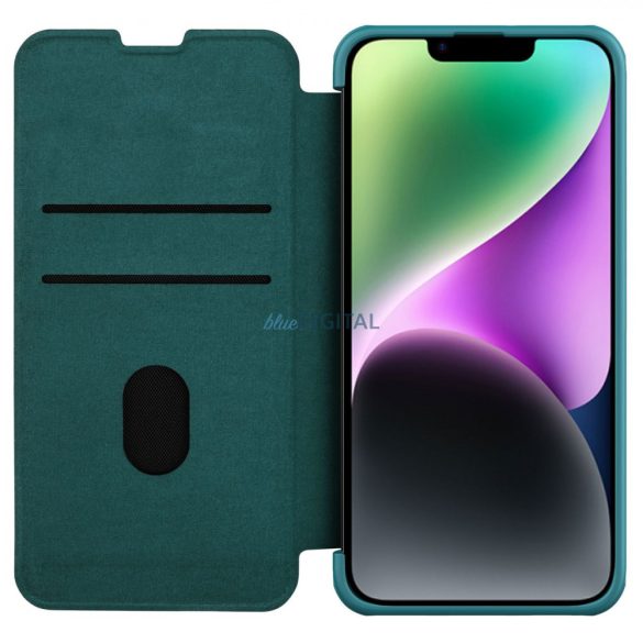 Nillkin Qin Pro bőr tok - sima bőr iPhone 14 6.1 2022 túláradó zöld