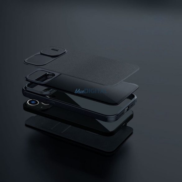 Nillkin Qin Pro bőr tok - sima bőr iPhone 14 Plus 6.7 2022 Klasszikus fekete