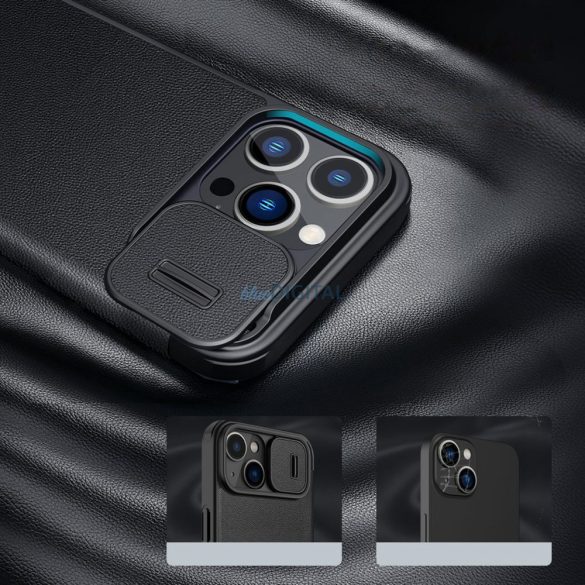 Nillkin Qin Pro bőr tok - sima bőr iPhone 14 Pro Max 6.7 2022 túláradó zöld