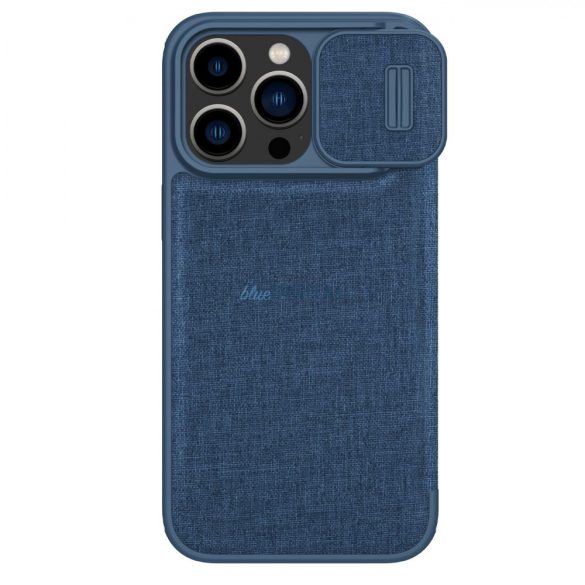 Nillkin Qin Qin Cloth Pro Case tok iPhone 14 Pro kamera védő tok Flip Case kék