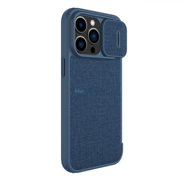 Nillkin Qin Qin Cloth Pro Case tok iPhone 14 Pro kamera védő tok Flip Case kék