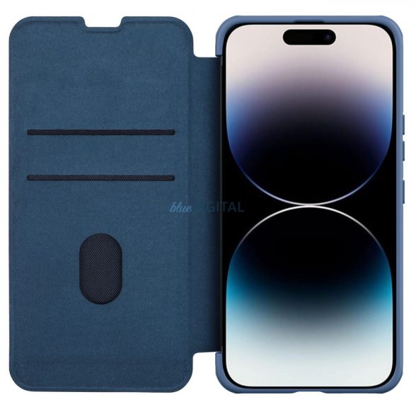 Nillkin Qin Qin Cloth Pro Case tok iPhone 14 Pro kamera védő tok Flip Case kék