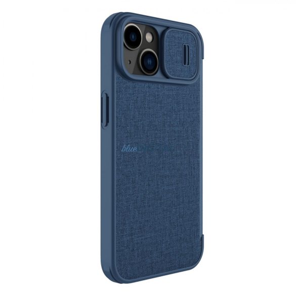 Nillkin Qin Qin Cloth Pro Case tok iPhone 14 Plus kamera védő tok Flip Case kék