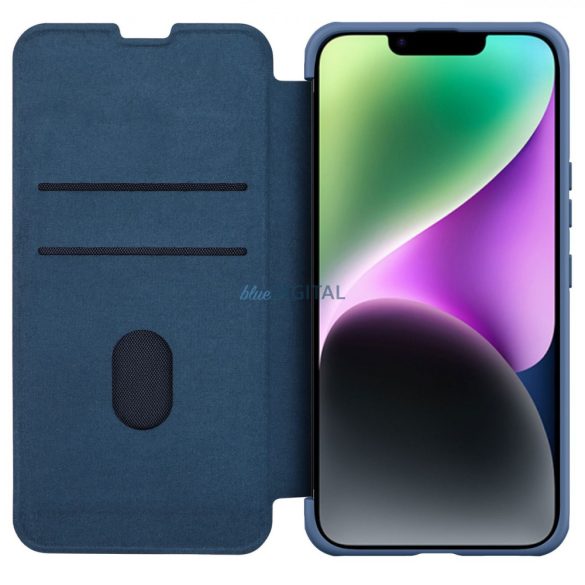 Nillkin Qin Qin Cloth Pro Case tok iPhone 14 Plus kamera védő tok Flip Case kék