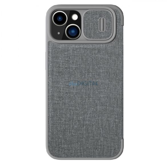 Nillkin Qin Qin Cloth Pro Case tok iPhone 14 Plus kamera védő tok Flip Case szürke