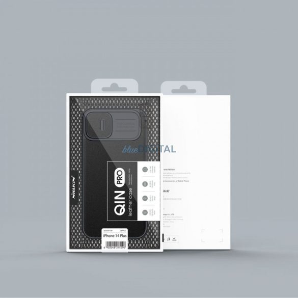 Nillkin Qin Qin Cloth Pro Case tok iPhone 14 Plus kamera védő tok Flip Case szürke