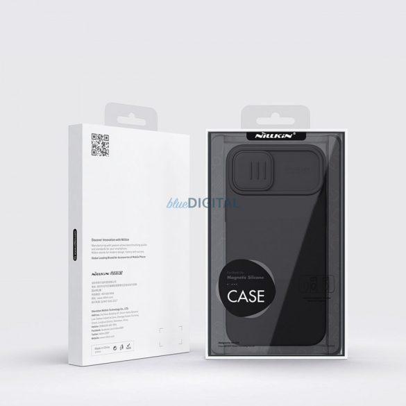 Nillkin CamShield mágneses szilikon tok iPhone 14 mágneses MagSafe tok kameravédővel fekete