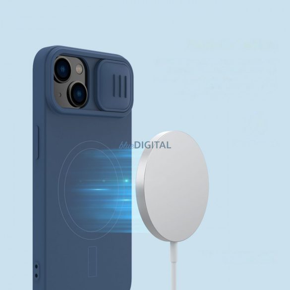 Nillkin CamShield mágneses szilikon tok iPhone 14 Plus mágneses MagSafe tok kameravédővel kék