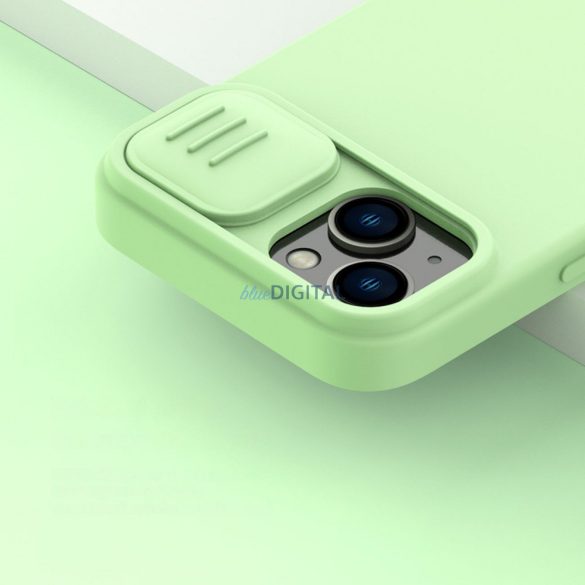 Nillkin CamShield mágneses szilikon tok iPhone 14 Plus mágneses MagSafe tok kameravédővel zöld