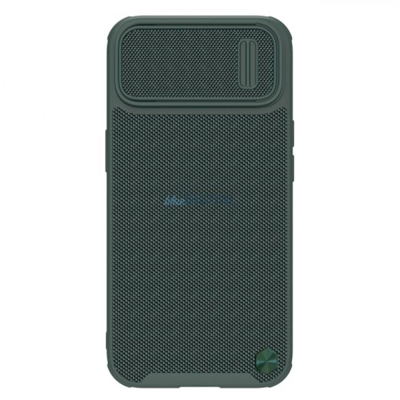 Nillkin Textured S tok iPhone 14 Pro Max Armor tok kameravédővel sötétzöld