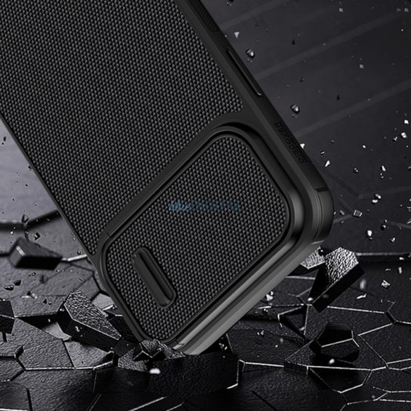 Nillkin Textured S tok iPhone 14 Pro Max Armor tok kameravédővel sötétzöld
