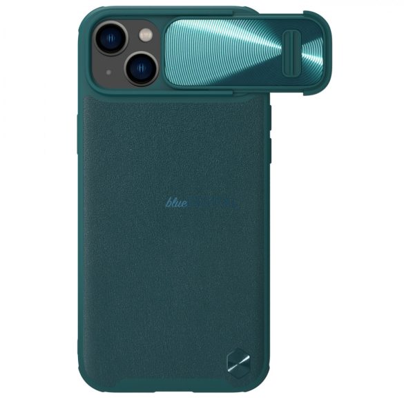 Nillkin CamShield bőr S tok iPhone 14 tok kameravédővel zöld
