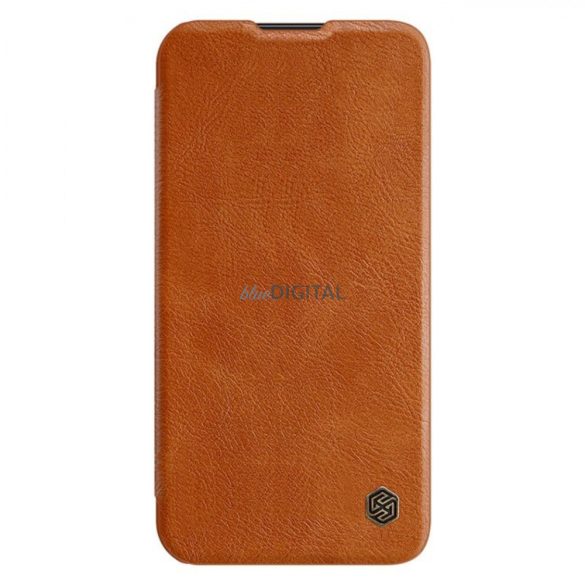 Nillkin Qin Leather Pro Case Samsung Galaxy S23 flipes tok elcsúsztatható kameravédővel barna