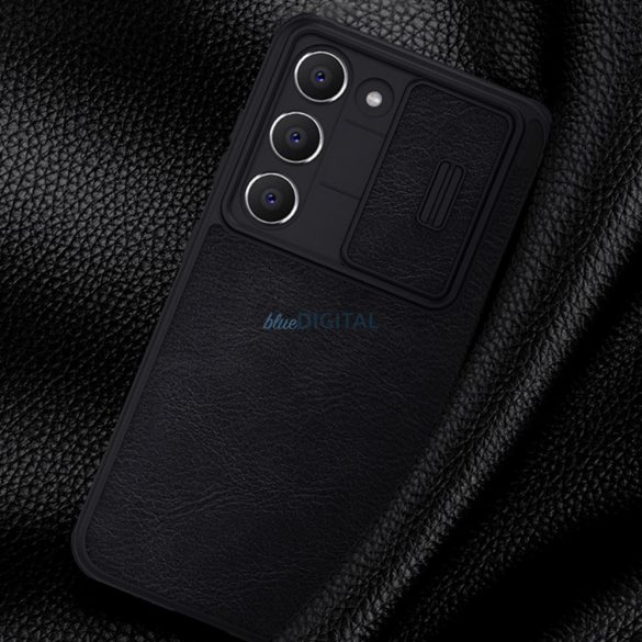 Nillkin Qin Leather Pro Case Samsung Galaxy S23 flipes tok elcsúsztatható kameravédővel barna