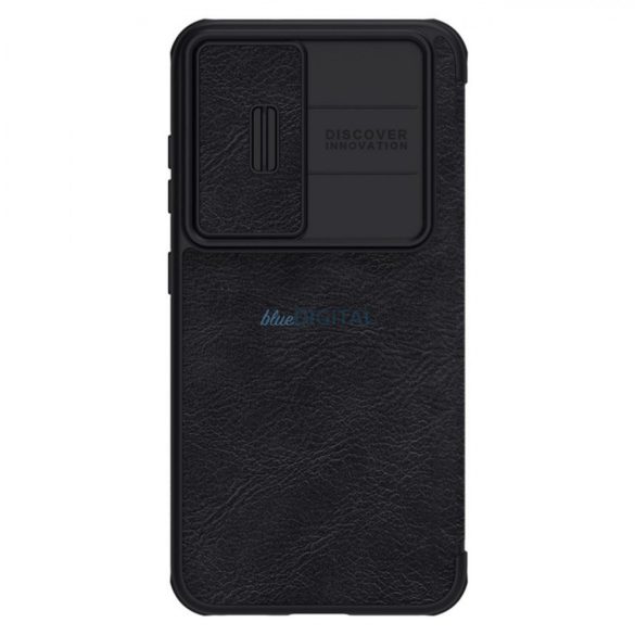 Nillkin Qin Leather Pro Case Samsung Galaxy S23+ flipes tok elcsúsztatható kameravédővel fekete