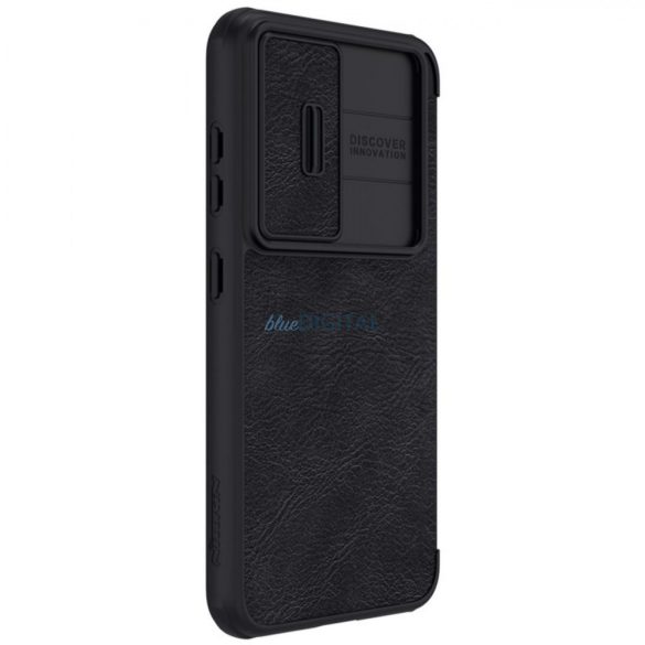 Nillkin Qin Leather Pro Case Samsung Galaxy S23+ flipes tok elcsúsztatható kameravédővel fekete