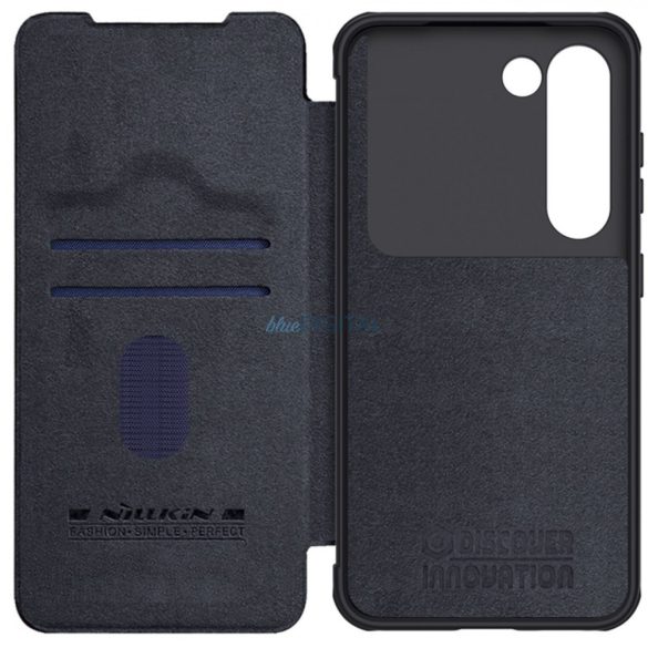 Nillkin Qin Leather Pro Case Samsung Galaxy S23+ flipes tok elcsúsztatható kameravédővel fekete