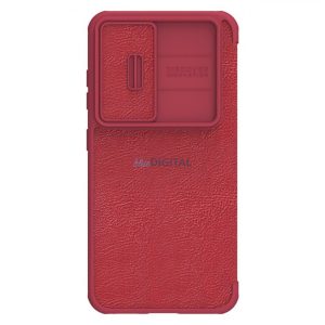 Nillkin Qin Leather Pro Case Samsung Galaxy S23+ flipes tok elcsúsztatható kameravédővel piros