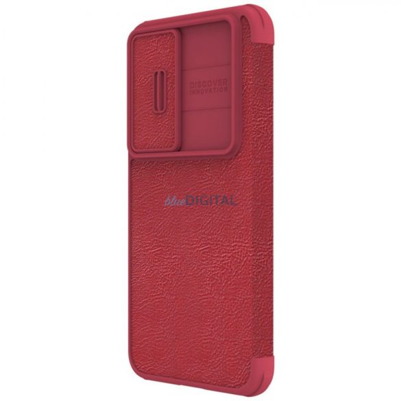 Nillkin Qin Leather Pro Case Samsung Galaxy S23+ flipes tok elcsúsztatható kameravédővel piros