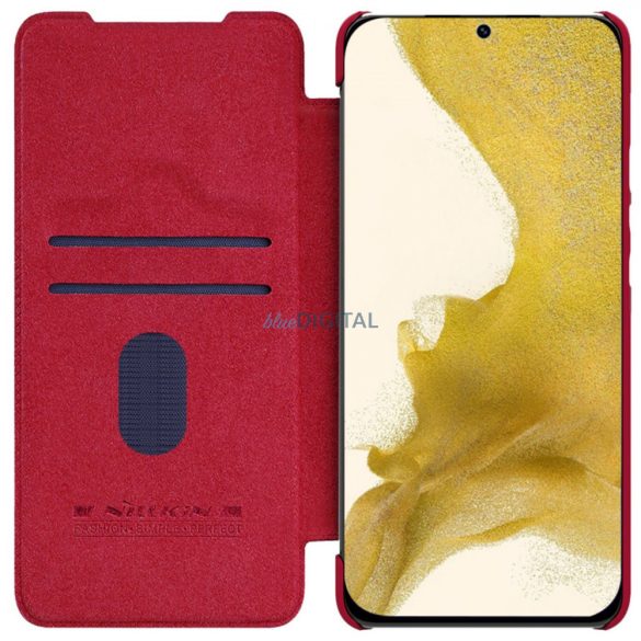 Nillkin Qin Leather Pro Case Samsung Galaxy S23+ flipes tok elcsúsztatható kameravédővel piros