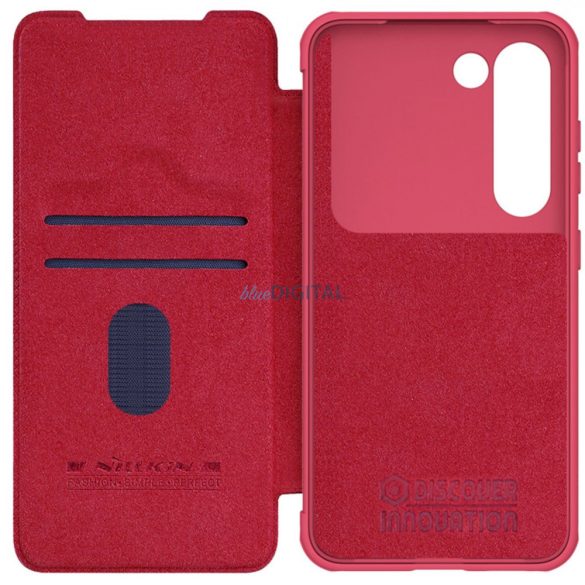 Nillkin Qin Leather Pro Case Samsung Galaxy S23+ flipes tok elcsúsztatható kameravédővel piros