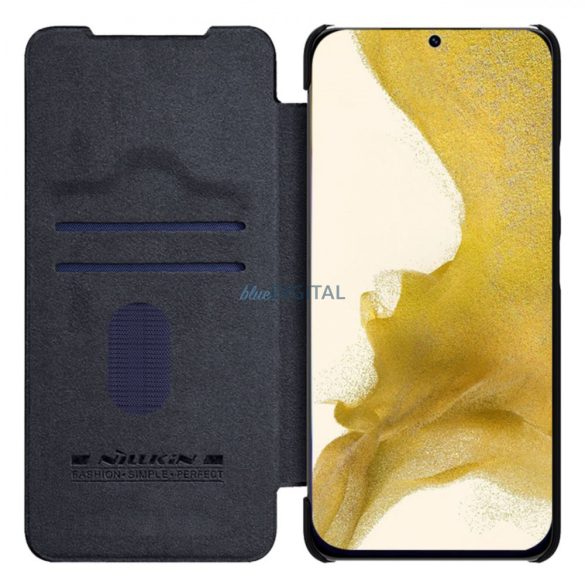 Nillkin Qin Leather Pro Case Samsung Galaxy S23+ flipes tok elcsúsztatható kameravédővel fekete