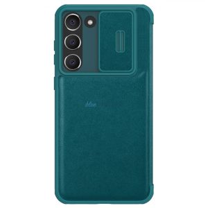 Nillkin Qin Leather Pro Case Samsung Galaxy S23+ flipes tok elcsúsztatható kameravédővel zöld