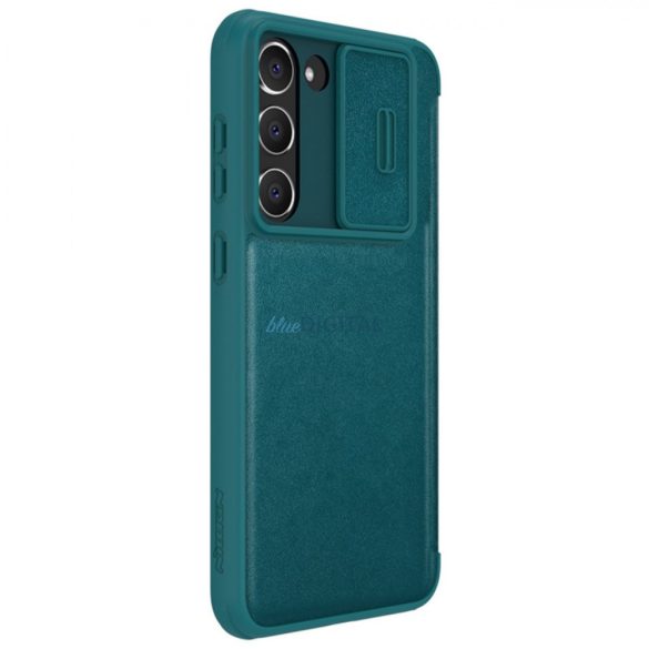 Nillkin Qin Leather Pro Case Samsung Galaxy S23+ flipes tok elcsúsztatható kameravédővel zöld