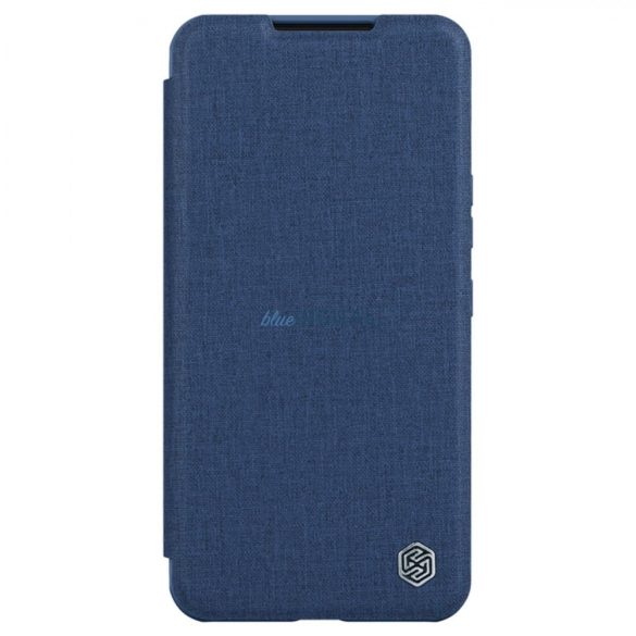 Nillkin Qin Cloth Pro Case Samsung Galaxy S23+ flipes tok elcsúsztatható kameravédővel kék
