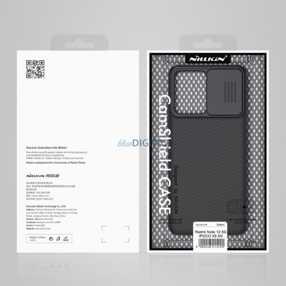 Nillkin CamShield Case Xiaomi Redmi Note 12 5G / Poco X5 5G kameravédővel fekete tok