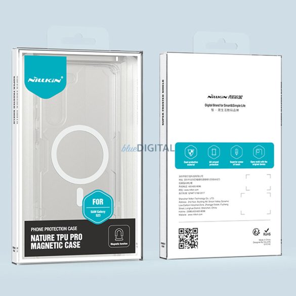 Nillkin Nature Pro Magnet Case Cover Samsung Galaxy S23 készülékhez MagSafe páncélozott borítással fehér tok
