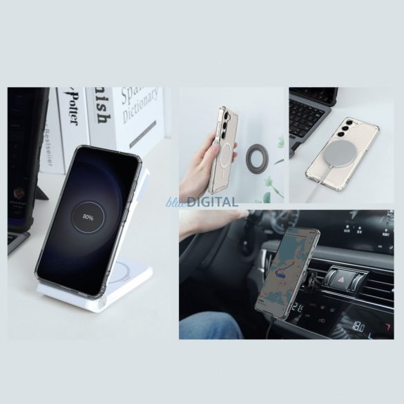 Nillkin Nature Pro Magnet Case Cover Samsung Galaxy S23 készülékhez MagSafe páncélozott borítással fehér tok