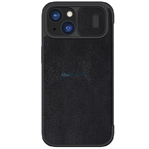 Nillkin Qin Pro bőr Flip kameravédővel iPhone 15 - fekete tok