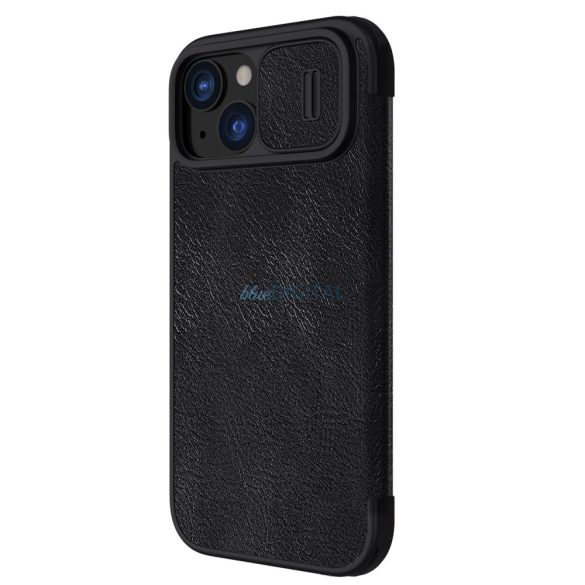 Nillkin Qin Pro bőr Flip kameravédővel iPhone 15 - fekete tok