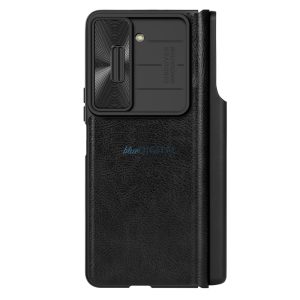 Nillkin Qin Leather Pro Samsung Galaxy Z Fold 5 Bőr Flip Case tok kamerafedéllel - Fekete