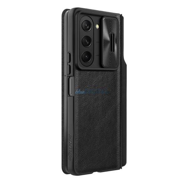 Nillkin Qin Leather Pro Samsung Galaxy Z Fold 5 Bőr Flip Case tok kamerafedéllel - Fekete